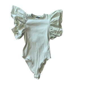 Zara Ribbed Puff Sleeve Bodysuit